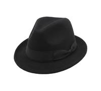 Cappello Fedora classico Manhattan Trilby da uomo a bordo corto strutturato in feltro con fascia nera