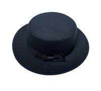 Cappello Fedora classico nero a tesa larga cappello piatto cappello panama con fiocco feltro Jazz Cap Derby cappello per unisex uomo donna festa di nozze talent show performance, Nero , Etichettalia