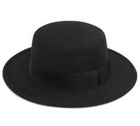 Cappello Fedora classico nero piatto cappello a tesa larga cappello maiale torta cappello boater cappello chiesa Dery Cap per donne uomini, nero, Medium