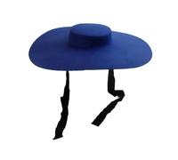 Cappello Fedora da donna, in lana, a tesa larga, piatto, formale, per spettacoli teatrali, feltro, fasciatura, cappello da esterno, Blu reale, 6 7/8/7 1/8