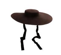 Cappello Fedora da donna, in lana, a tesa larga, piatto, formale, per spettacoli teatrali, feltro, fasciatura, cappello da esterno, Marrone, 6 7/8/7 1/8