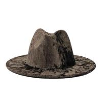 Cappello Fedora da donna in pile a tesa larga Jazz Church Panama Sombrero Cap, Caff, Taglia unica