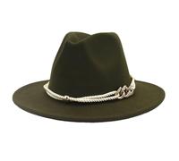 Cappello Fedora da donna in tinta unita, cappello Fedoras Big Brim feltro cappelli unisex vintage chiesa Jazz Cap, Esercito En8, L