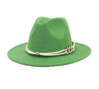 Cappello Fedora da donna in tinta unita, cappello Fedoras Big Brim feltro cappelli unisex vintage chiesa Jazz Cap, Erba EN8, L