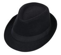Cappello Fedora-Hat Classico Manhattan Strutturato Trilby Fedora, Nero, M