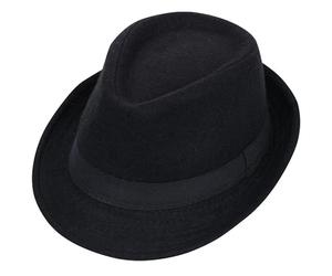 Cappello Fedora-Hat Classico Manhattan Strutturato Trilby Fedora, Nero, M