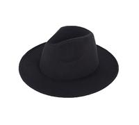 Cappello Fedora nero classico elegante misto cappello a tesa larga piatto chiesa derby cap per spettacoli teatrali spettacoli cosplay matrimonio uso quotidiano, B, Taglia unica