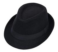 Cappello Fedora Vintage Nero Feltro Tesa Corta Derby Jazz Cap con Band Gatsby Style Panama Cappello per Uomo