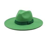 Cappello Fedoras da donna in feltro tinta unita unisex grande tesa larga matrimonio chiesa jazz cappelli, Erba EN8, Taglia unica