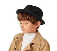 Cappello Fedoras per bambini a tesa corta Frdoras-Trilby-Hat classico anni '20 in feltro Gangster-Manhattan cappello per 4-8 anni S-M, nero, 4-8 anni