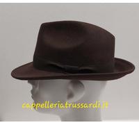 CAPPELLO FELTRO LANA FEDORA MARRONE TESA MEDIA MADE IN ITALY
