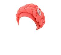 Cappello Femminile, Turbante Africano da Donna con trecce, Copricapo, Applicazioni di Strass, Hijab in Poliestere Multicolore(Watermelon Red)