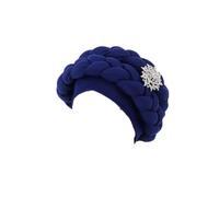 Cappello Femminile, Turbante Africano da Donna con trecce, Copricapo, Applicazioni di Strass, Hijab in Poliestere Multicolore(Royal Blue)