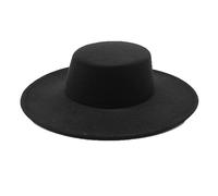 Cappello francese da donna a tesa larga 10 cm Fedora cappello invernale in lana derby cappello da sposa cappelli jazz cappello piatto in feltro, Nero01, 6 7/8 / 7 1/8