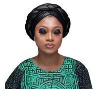Cappello fresco moda donna perline treccia cappello musulmano volant cancro Wrap Cap Sleep Caps raso foderato capelli cofani uomo spiaggia cappello, Nero , Etichettalia unica