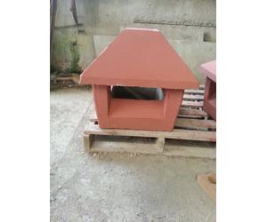 Cappello Fumaiolo Comignolo Con Base Quadrata 35x35 rosso in cemento