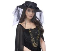 Cappello Funebre Gothic Black Widow Per Adulti Accessorio Di Halloween