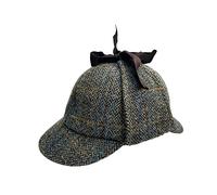 Cappello Harris Tweed Sherlock Holmes per adulti e bambini, cappello da detective cervo per uomini e donne, Grigio M, 56 EU