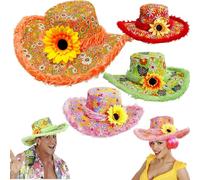 Cappello Ibiza Bordo in Peluche e Girasole Figli dei Fiori Anni 60 PS 35534
