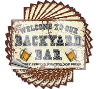 Cappello impermeabile per amanti degli agricoltori con scritta "Welcome to Our Backyard Bar Orgogliosamente Servire tutto ciò che porti", adesivi resistenti ai graffi (8 x 12 cm)