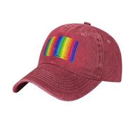 Cappello in denim vintage stampato a righe arcobaleno, copricapo a basso profilo per uomo e donna, berretto da baseball in stile retrò, Rosso, Taglia unica