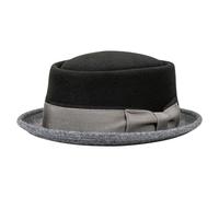 Cappello in lana Homburg Fedoras cintura esotica elegante vittoriana età lana top classico Porkpie per donne adulti cappello a cilindro per uomo costume, Nero grigio, Taglia unica
