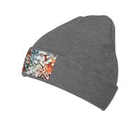 Cappello in maglia nera con stampa di frammenti di pixel in ceramica elasticizzata calda - adatto per uomini e donne, viaggi all'aperto, attività invernali, Rosa violaceo scuro, Taglia unica