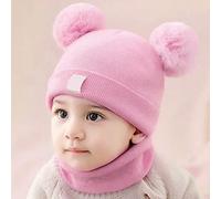 Cappello in Peluche con Palla Auricolare, Decorazione Cappello in Peluche Addensato Alla Moda Morbido per Bambini per l'autunno (Rosa)