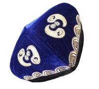 Cappello in velluto confortevole e regolabile unisex ricamo culturale cinese per la moda e la tradizione amante del costume nazionale, Blu reale, 57/58 cm