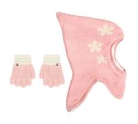 Cappello Intero Con Motivo A Stella In 1 Pezzo E 1 Paio Di Guanti Per Bambini, Cappello Lavorato A Maglia Per Bambini, Cappello Antivento, Accessori Caldi Invernali Per Bambini