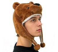 Cappello invernale con animali - Peluche morbido, Dolce, Caldo Cappellino Con Paraorecchie, Foderato In Pile, Confortevole Copricapo Per Bambini E Adulti, Divertente Costume Stagionale | Ti