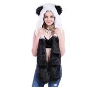 Cappello invernale con paraorecchie per genitori-bambini, adorabile cappello da cacciatore di cartoni animati, sciarpa antivento per sci all'aperto, escursionismo, caldo Ushanka, unisex Trapper, Panda