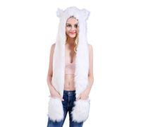 Cappello invernale con paraorecchie per genitori-bambini, adorabile cappello da cacciatore di cartoni animati, sciarpa antivento per sci all'aperto, escursionismo, caldo Ushanka, unisex Trapper, F
