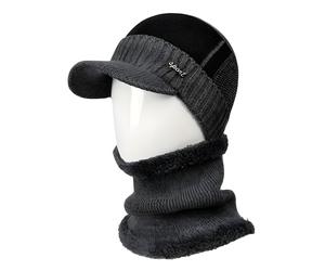 Cappello invernale con visiera e scaldacollo - Grigio KP37370