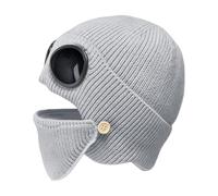Cappello invernale, copricapo termico antivento con paraorecchie - Cappello caldo unisex lavorato a maglia, per il clima freddo sport all'aria aperta, ciclismo, sci, escursionismo, viaggi, Grigio, L