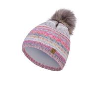 Cappello invernale da donna con pompon in pile termico e pompon in pelliccia sin