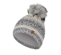 Cappello invernale da donna con pompon in pile termico e pompon in pelliccia sin