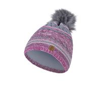 Cappello invernale da donna con pompon in pile termico e pompon in pelliccia sin