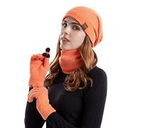 Cappello invernale da donna e da uomo in lana lavorata a maglia, caldo, con tre tute, protezione per le orecchie, sciarpa, guanti, set per uomo, B, Taglia unica