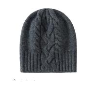 Cappello invernale da donna in lana tinta unita lavorato a maglia berretto caldo e morbido, Grigio scuro9, Taglia unica