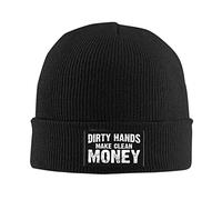 Cappello Invernale Dirty Hands Make Clean Money Funny Morbido Cuffed Beanie Classico Berretto Invernale per Corsa Ciclismo Inverno
