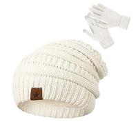 Cappello invernale e guanti per le donne,Set di guanti antivento e cappelli,Cappello invernale e guanti | Ragazze Running Escursionismo Sport Neve Camping Passeggiata, bianco, Se référer au descriptif