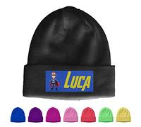Cappello Invernale Lana Berretto Personalizzabile con Nome ed Immagine Vari Colori Idea Regalo Natale Compleanno Inverno Caldo Bambini Taglia Unica Scuola Sport Freddo Gita Neve Bambino Supereroe