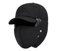 Cappello invernale russo, cappello da trappero da uomo,cappello da caccia con orecchie, caldo cappello bombardiere invernale - cappello morbido soldato russo, cappello termico per atra, Nero