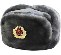 Cappello invernale russo da uomo | Cappello cosacco Ushanka in pelliccia sintetica con paraorecchie e spilla militare decorativa | Cappello da sci trapper in stile sovietico perfetto per lunghe e