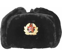 Cappello invernale russo da uomo | Cappello cosacco Ushanka in pelliccia sintetica con paraorecchie e spilla militare decorativa | Cappello da sci trapper in stile sovietico perfetto per lunghe e