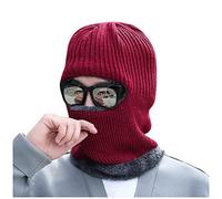Cappello invernale spesso caldo sciarpa maglia Bib Hat cappelli paraorecchie cappelli per gli uomini, vino, Taglia unica