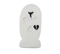 Cappello invernale unisex a 3 fori, for sport all'aria aperta, con copertura integrale, passamontagna caldo in maglia for adulti(White)