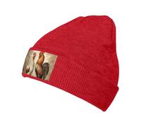 Cappello invernale unisex con stampa gallo e pollo 1, berretto invernale antivento per uomo e donna, rosso, Taglia unica