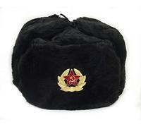 Cappello Invernale Ushanka Militare in Pelliccia dell'Esercito sovietico Russo (Nero, 59 (L))